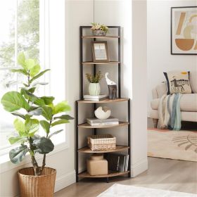 Floor Corner Open Bookshelf Modern Bookshelf (Color: Brown)