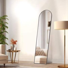 Floor Standing Mirror, Wall Mirror with Stand Aluminum Alloy Thin Frame,21''*64'' (Color: Black)