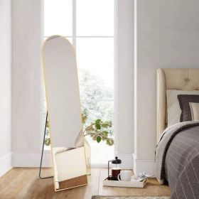 Floor Standing Mirror, Wall Mirror with Stand Aluminum Alloy Thin Frame,21''*64'' (Color: Golden)