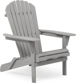 Outdoor Wooden Folding Adirondack Chair Set Of 2 - Solid Cedar Wood (Option: Gray)