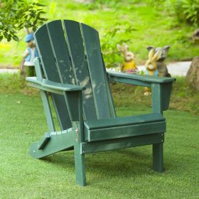 Folding Adirondack Chair, Relaxing Stackable Arm Rest Ergonomic HDPE All-Weather Adirondack Chair (Option: Dark Green)